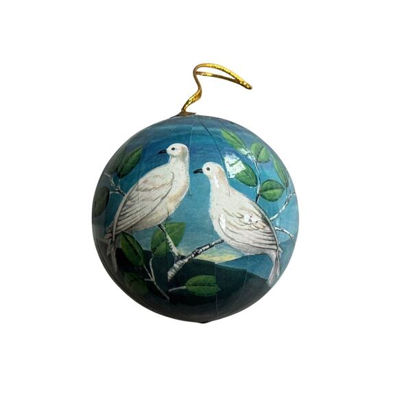 Two Turtle Doves Holiday Ornament Twelve Days Of Christmas VTG Papier Mache - Picture 5 of 5